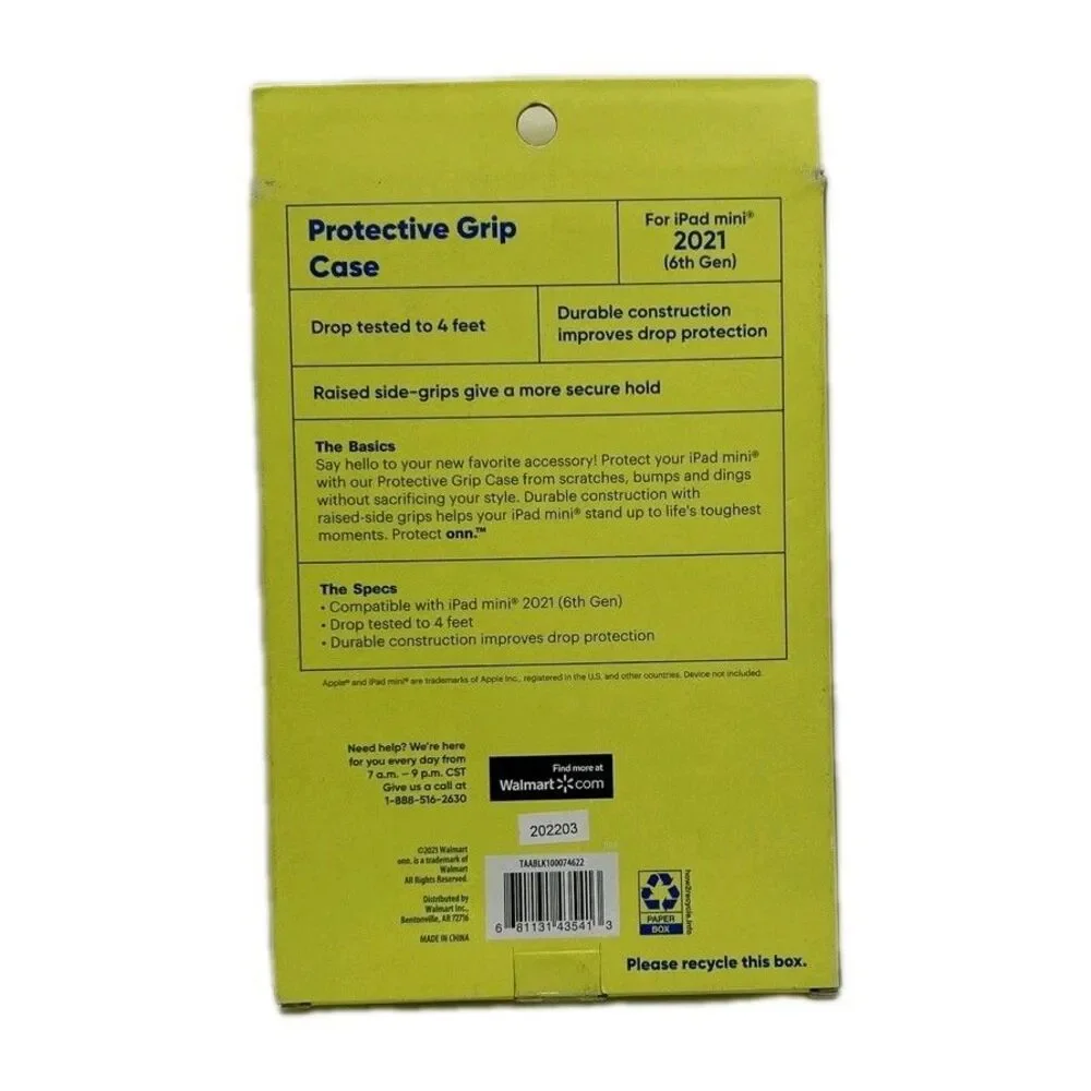 Protect Onn Protective Grip Case for ipad Mini‎ 2021 6th Generation Black NEW